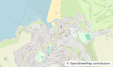 Street map of Perranporth village and the beach