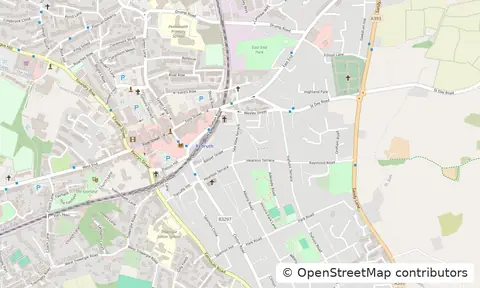 Street map of Redruth town centre and the surrounding streets